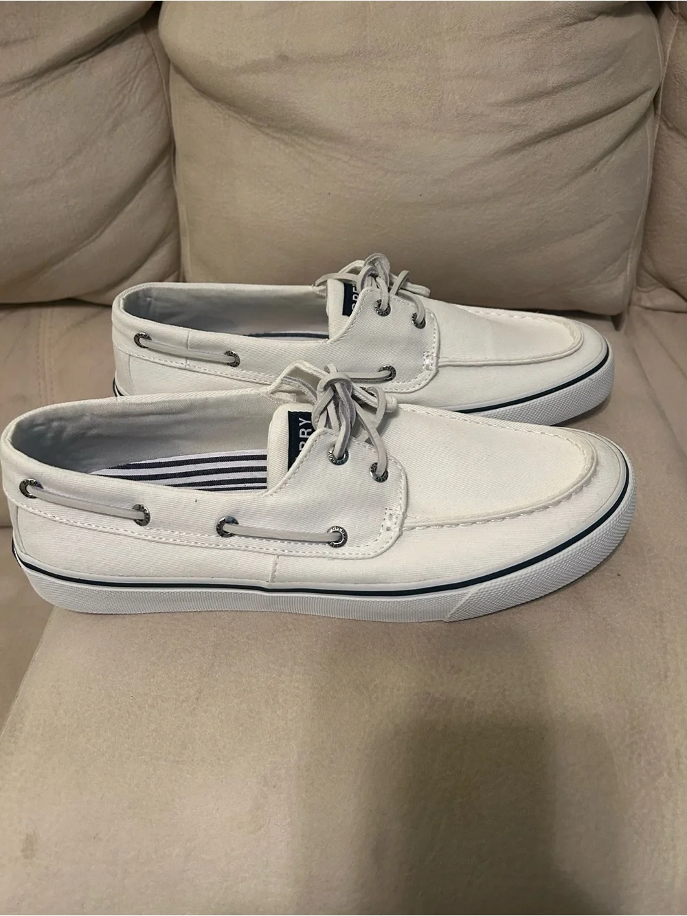 Sperry Men's Off-White Canvas Boat Shoes